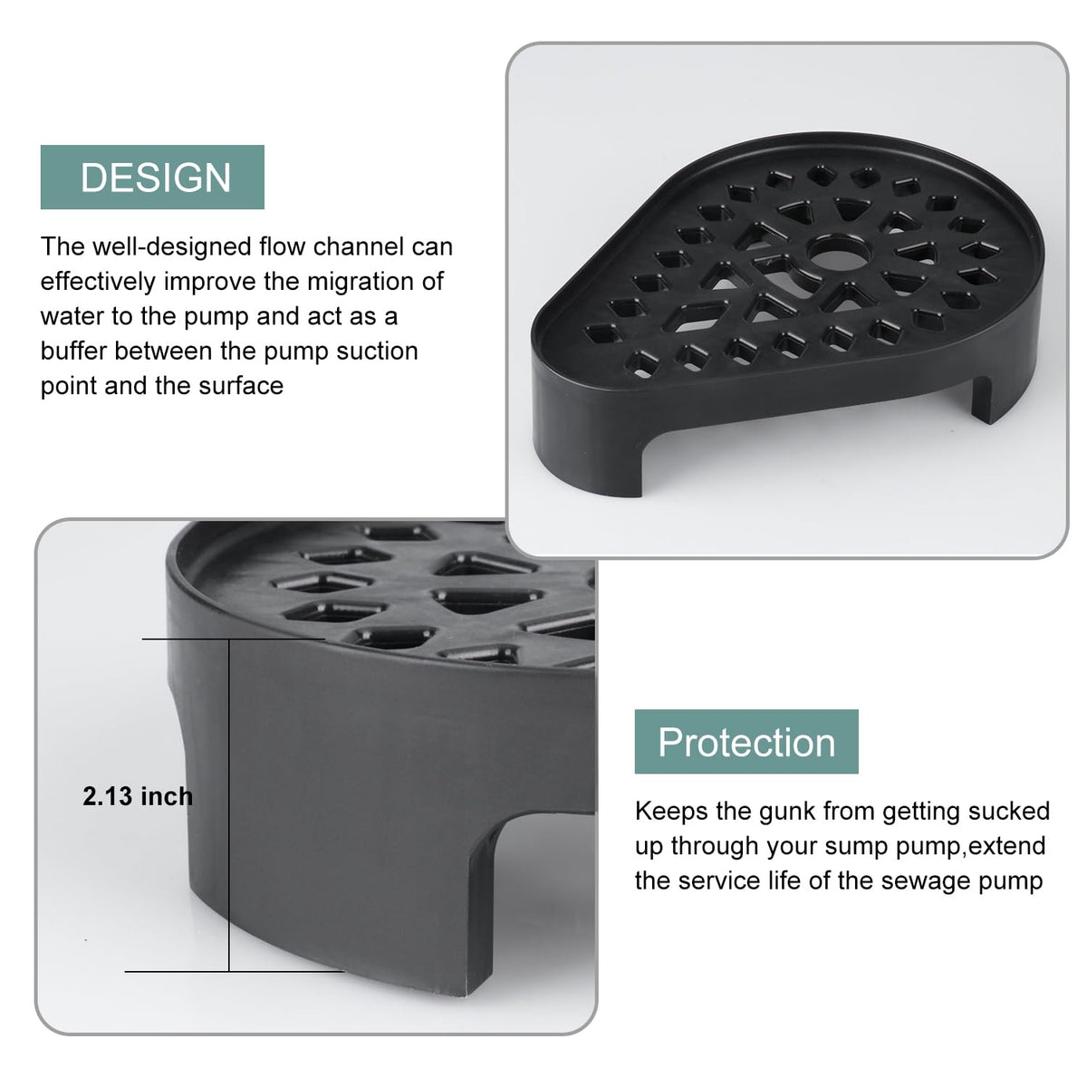 Sump Pump Stand Pump Base Forebygger Slibpropolisering, til de fleste Sump Pumper