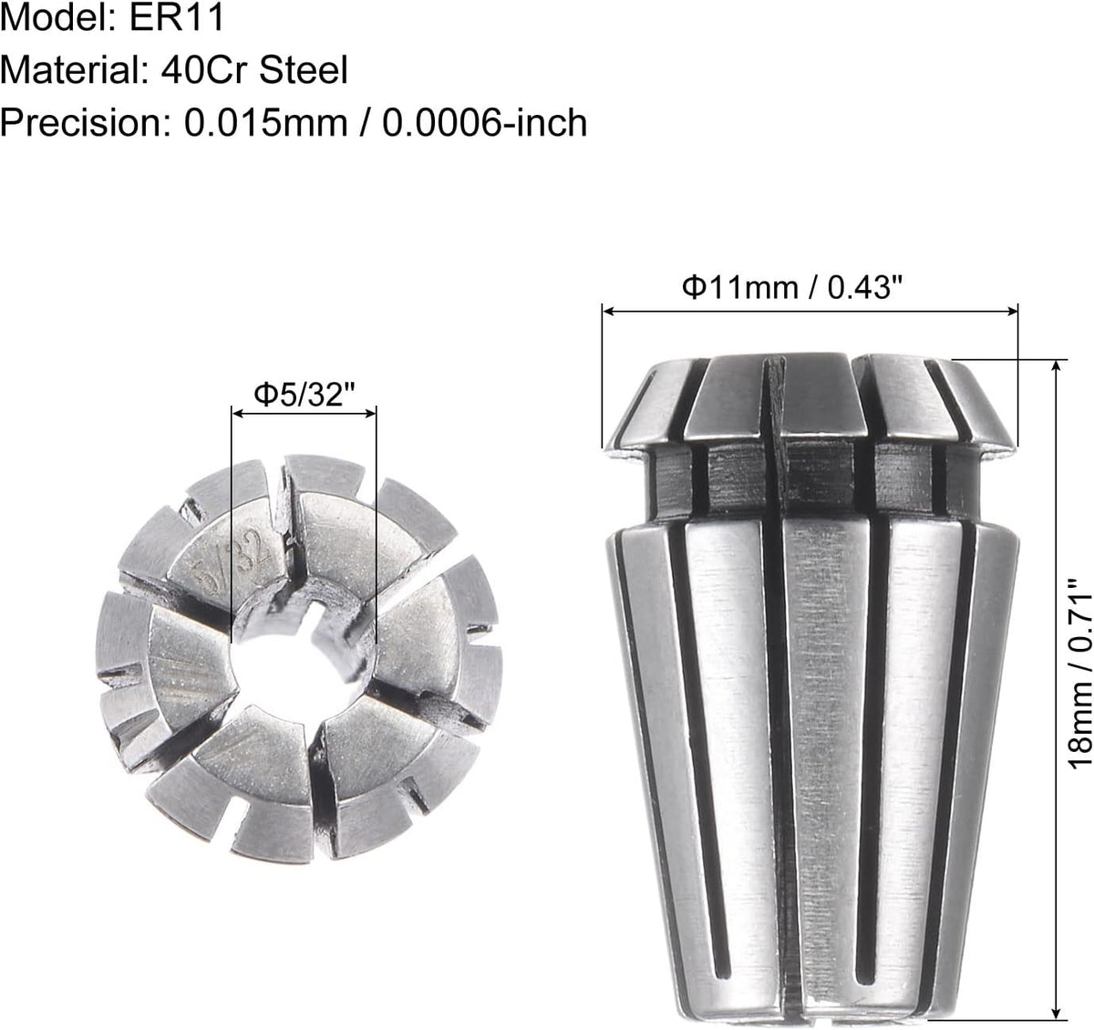 ER11 Spring Collet, 5/32" Çapak CNC gravür makinesi Lathe Milling için