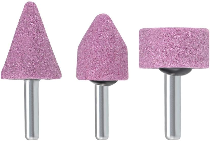 Abrasive Stone Points Set Chrome Corundum Grinding Wheel Polishing Head with 1/4-inch Shank 3 Pcs