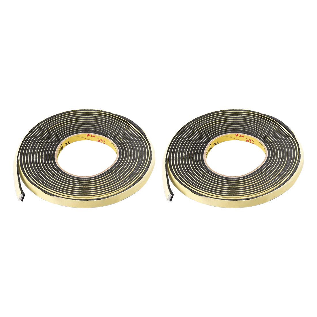 Sponge Tape, EVA Single Sided Sealing Foam Tape, 5M Length, 10mm Width, 3mm Thick, Black 2Pcs