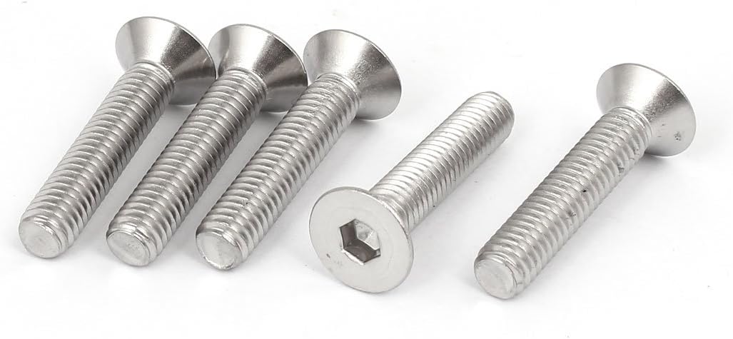 M6x30mm 316 Stainless Steel Countersunk Flat Head Hex Socket Cap Screw Bolt 5pcs