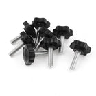 a14071000ux0014-DM Star Knob, Male, Threaded Knurled Grip, Spare Part, M8 x 30 mm Size, Black (Pack of 8)