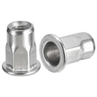 M6 Half Hex Body Rivet Nuts, 60pcs 304 Stainless Steel Flat Head Threaded Insert Nuts for Metal, Plastic