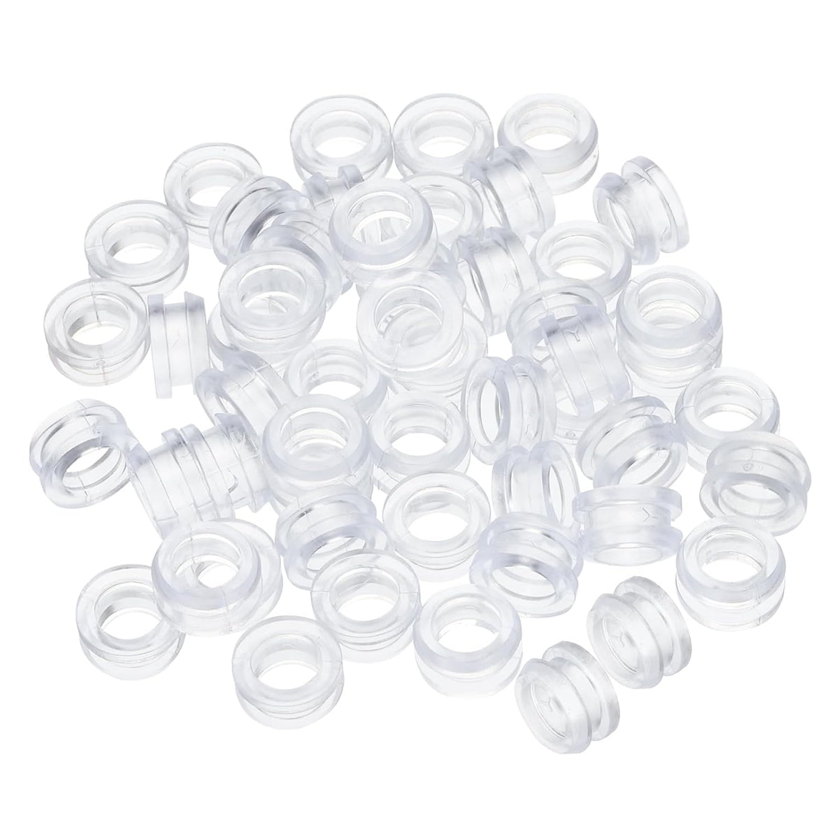 50 PCS Inner Dia 8mm Mount Dia 9.5mm Height 7mm Clear Rubber Wiring Grommets Gasket Ring Cable Protector