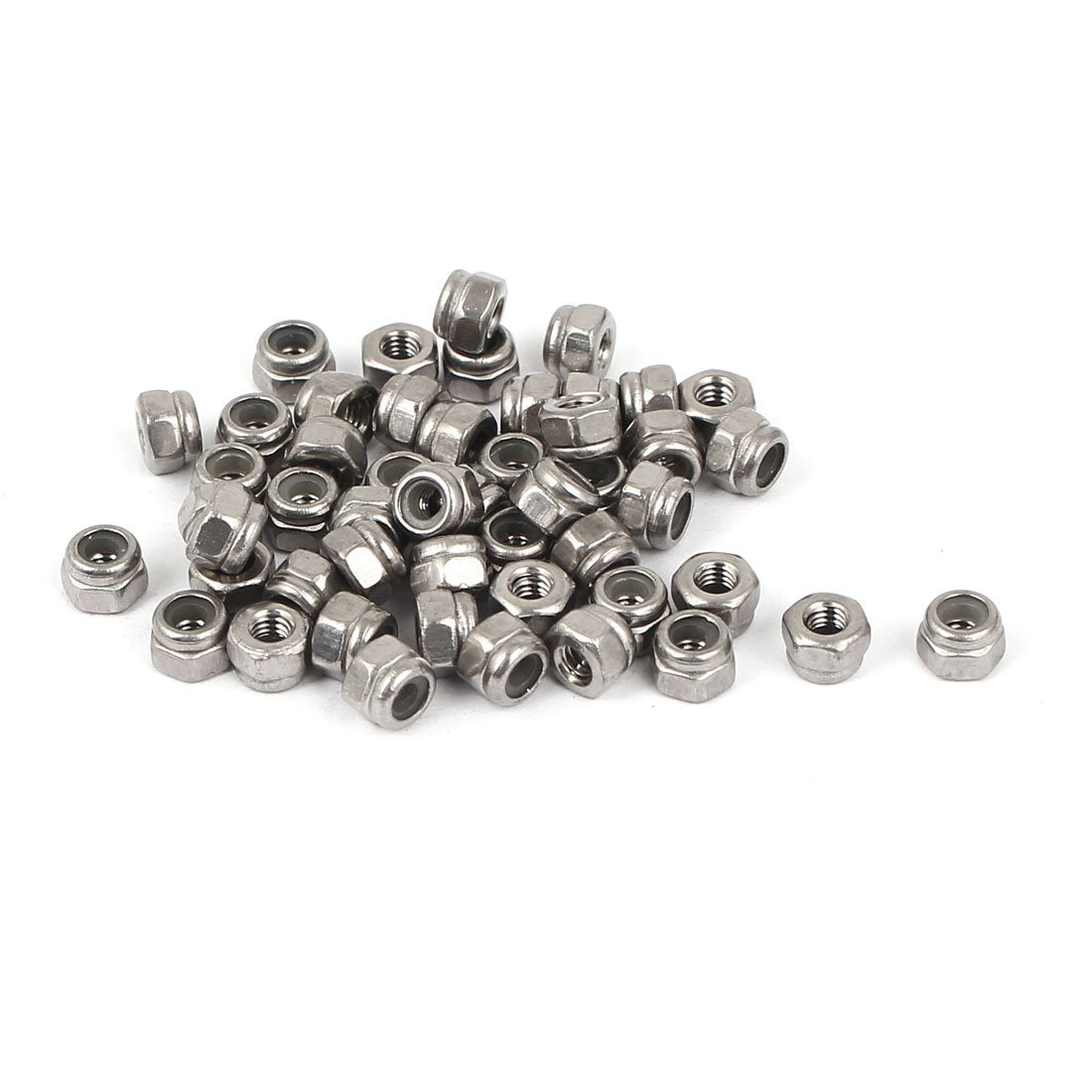 M2.5 304 Stainless Steel Self-Locking Nylon Insert Hex Lock Nuts 50pcs