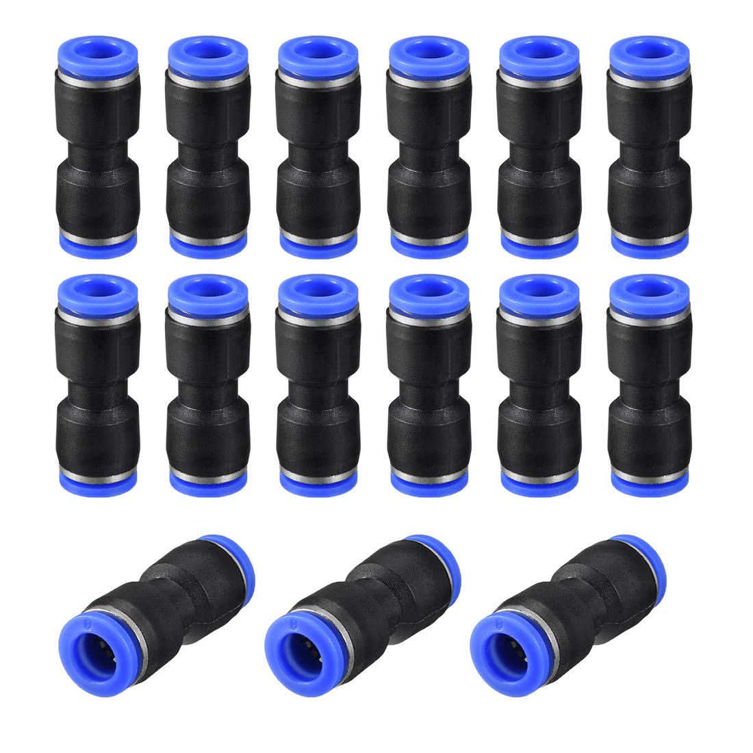 Straight Push Connectors,8mm OD,Plastic Straight Union,Push to Connect Tube Fitting,Push Fit Lock,Blue,20pcs