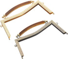 2Pcs Metal Purse Frame, 8.27" Kiss Lock Clasp Frame Retro Rectangular Embossed Clutch Frame with Handle for Coin Purse Handbag Making DIY Craft, Light Gold/Bronze