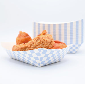 LinkMejor Sans Pliage Nécessaire 50 Pièces 2lb Toile de Génes 4x10 Poignées de Service Alimentaires en Papier jetables pour Baignoire Mariage Thé Party Fournitures Nacho Snack (Bleu Clair)