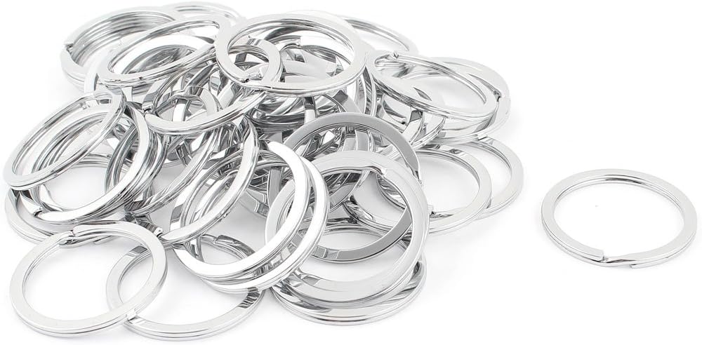 Bölge Düz Halka Balık Avı Çekici Anahtarlıklar Seti 35mm Çap 50 Adet Gümüş Ton