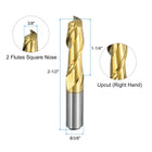 Carbide Square End Mill, 3/8" Dia ZrN Coated 2 Flutes Milling Bit Cutter, for Aluminum Copper Non-Ferrous Alloy Metal, 3/8" Shank 1-1/4" Cut Length 2-1/2" Long