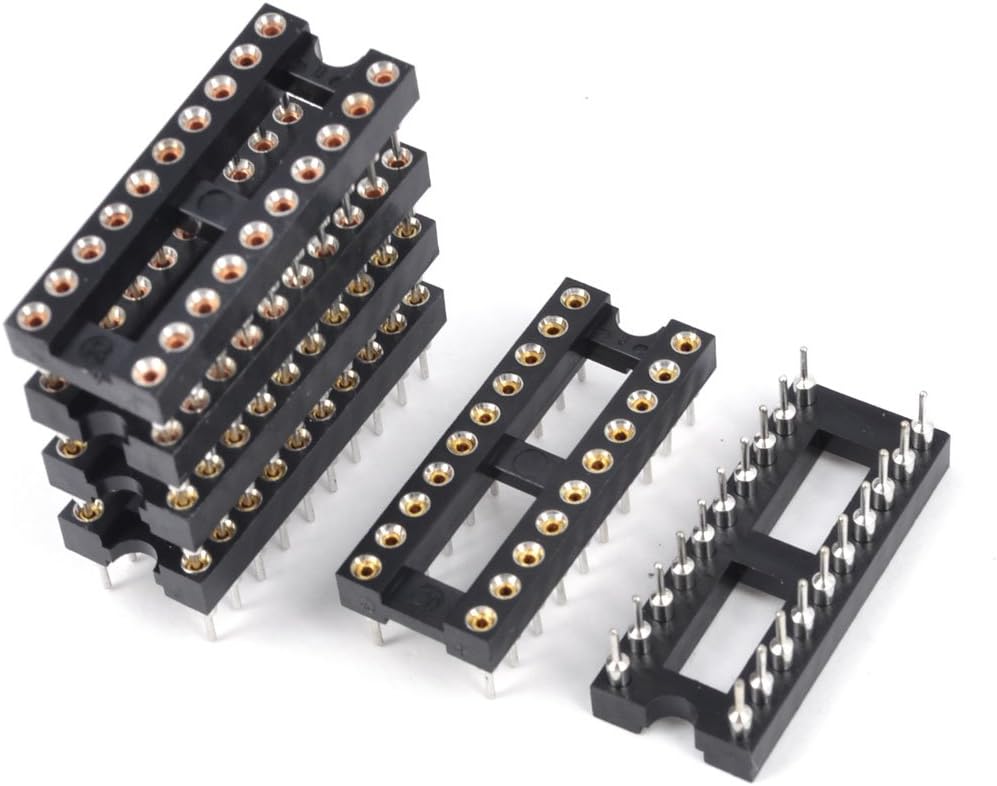 6 Pcs 2.54mm 2 Row 20 Round Pins DIP Solder Type IC Socket Adapter