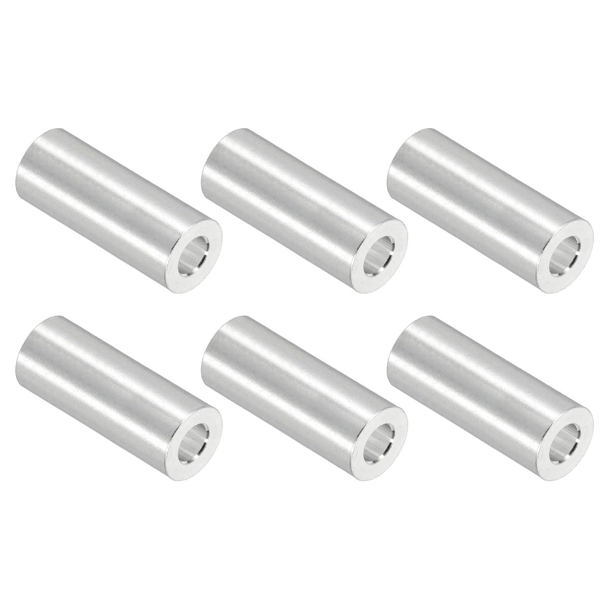 6Pcs Aluminum Spacer, 3/8" OD x 3/16" ID x 1" Length Unthreaded Screw Standoff Bushing, Plain Finish Round Metal Spacer for Screws, Bolts and Rods, Silver Tone