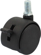 10mm Thread Connector Twin Wheel Swivel Brake Caster, 1.5", Black