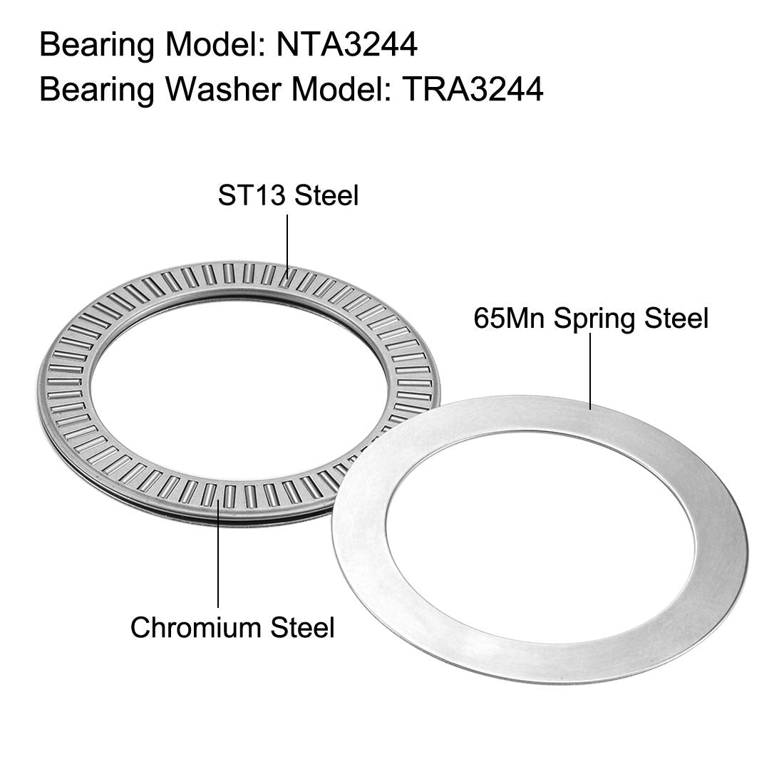 NTA3244 추력 니들롤러 베어링과 와이퍼 2" 공터 2-3/4" OD 5/64" 너비