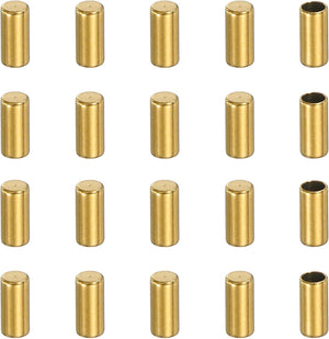 20 Pcs Stainless Steel Cord End Caps, 2 mm End Cap Barrel Beads Leather Cord End Caps for Jewelry Making DIY Tassel 5.5 mm Length Golden