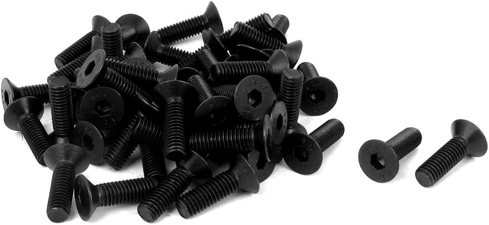 M6x20mm 10.9 Carbon Steel Countersunk Head Hex Socket Screw 50pcs