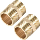 Brass Pipe Fitting Connector Straight Hex Nipple Coupler 3/4 x 3/4 G Male Thread Hose Fittings Gold Tone 2pcs