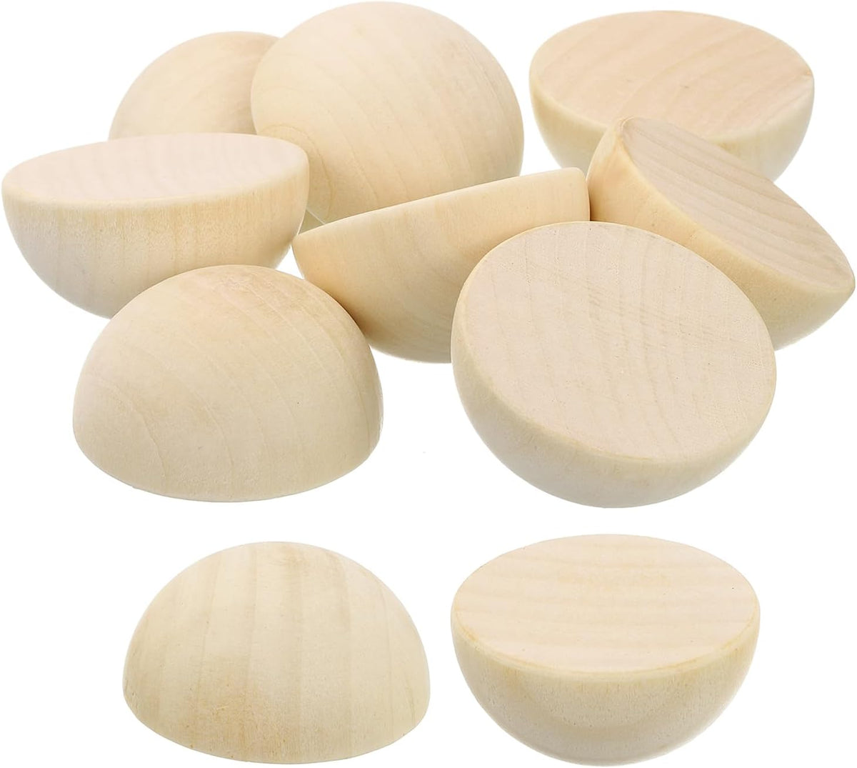 30Pcs Half Wood Beads, 50mm Unfinished Hemisphere Balls Round Natural Wooden Beads for DIY Crafting, Festival Ornaments