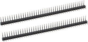 2 Pcs 40 Posisi 2.54mm Pitch Single Baris Lengan Kanan Bujur Jalar Pin Header