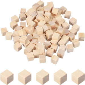 100 Pcs Wooden Blocks, 0.4 Inch Square Natural Wooden Block Unfinished Wood Cube for DIY Craft Art Project Painting Decoration, Natural