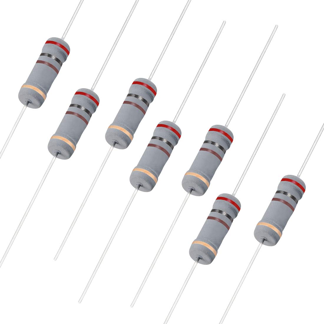 200Pcs 200 Ohm Resistor, 2W 5% Tolerance Carbon Film Resistors, 4 Bands for DIY Electronic Projects and Experiments