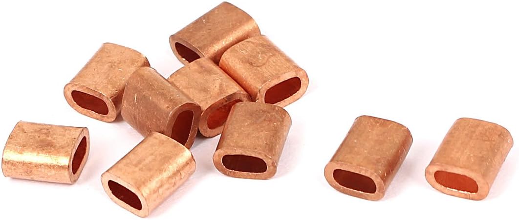 4mm x 2mm Single Hole Wire Rope Clip Clamp Brass Ferrules 10 Pcs