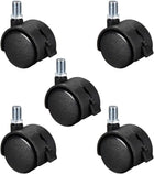 Furniture Casters 1.5 Inch Nylon M10 x 15mm Threaded Stem Swivel Caster Wheels w Brake, 33lb Capacity Each Wheel, 5 Pcs