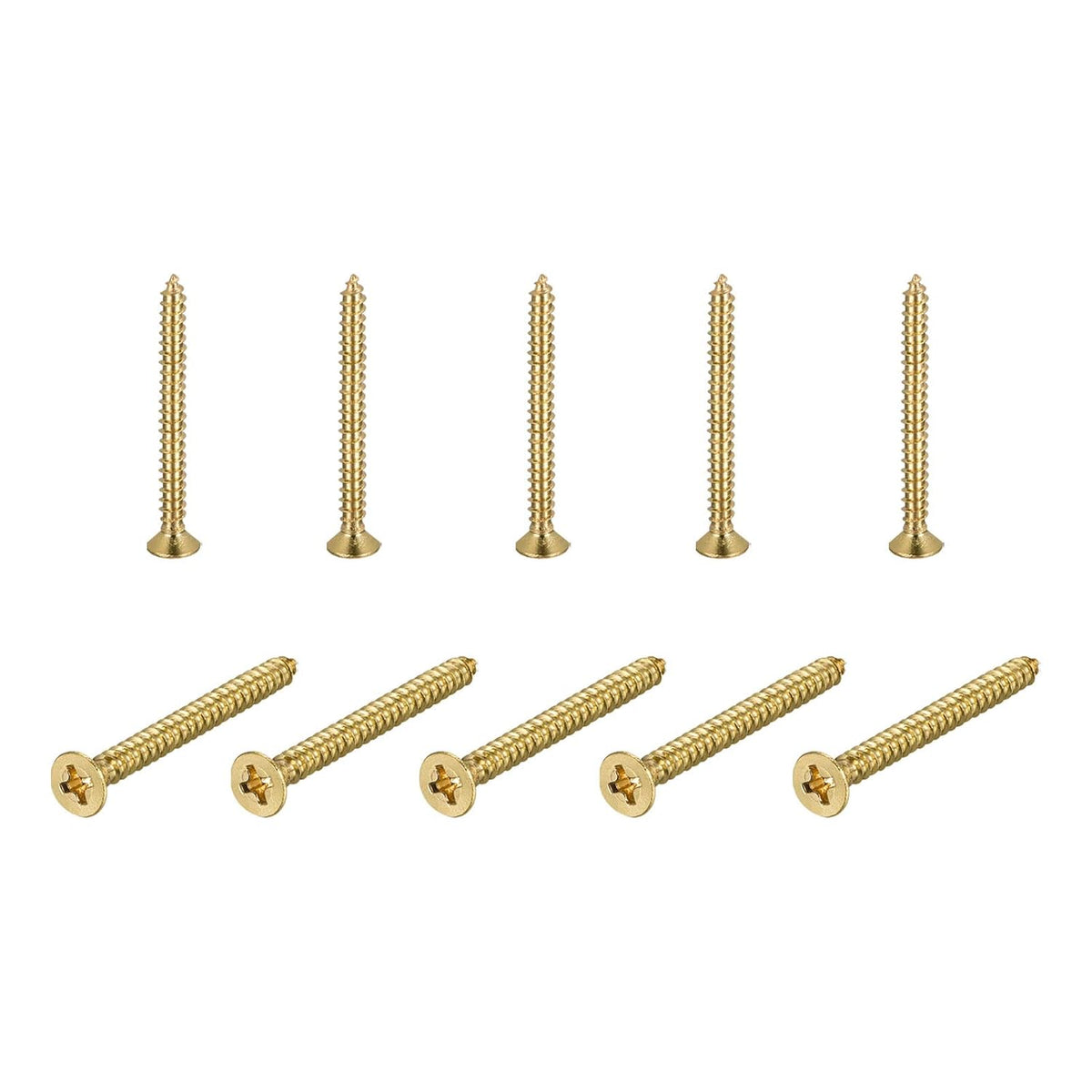 Brass Wood Screws, M4x40mm Phillips Flat Head Self Tapping Connector for Door, Cabinet, Wooden Furniture 10Pcs