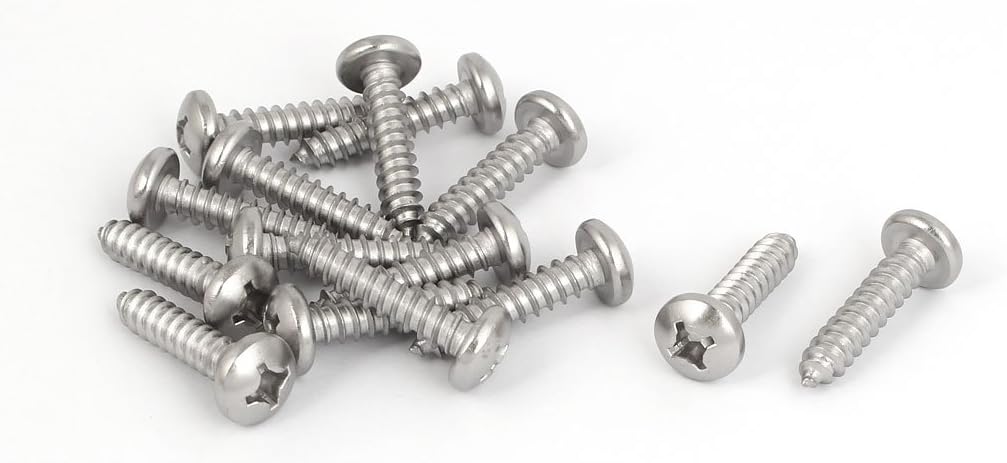 M5.5x25mm 316 Stainless Steel Phillips Pan Round Head Self Tapping Screws 15pcs