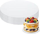 6 Pcs 8 Inch Cake Boards, 1/4" Thick Round Cake Drum Circle Cardboard Base for Wedding Birthdays Party Pizza Desserts Display, White