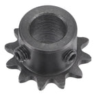 12 Tooth Roller Sprocket B Type, #25 Chain, Single Strand 1/4" Pitch, 10mm Bore Black Oxide C45 Carbon Steel with Set Screws for ISO 04C