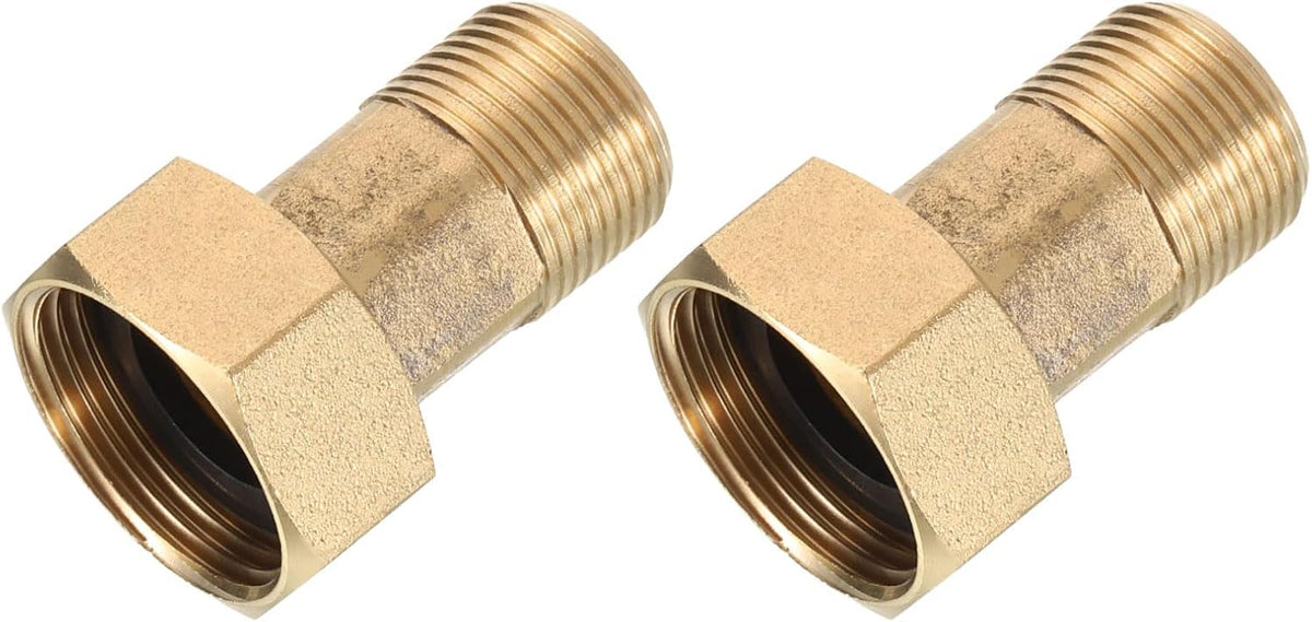 2Pcs Brass Water Meter Pipe Fittings, G3/4" Male x G1" Female Threaded Brass Hex Nipple Connector with Seal Washer for Water Meter Coupling Replacement and Repair