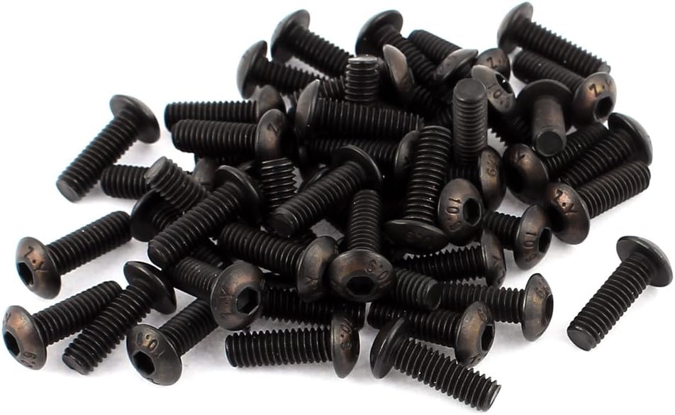 50Pcs Black M4 X 12mm Alloy Steel Hex Socket Button Head Machine Screws Bolts