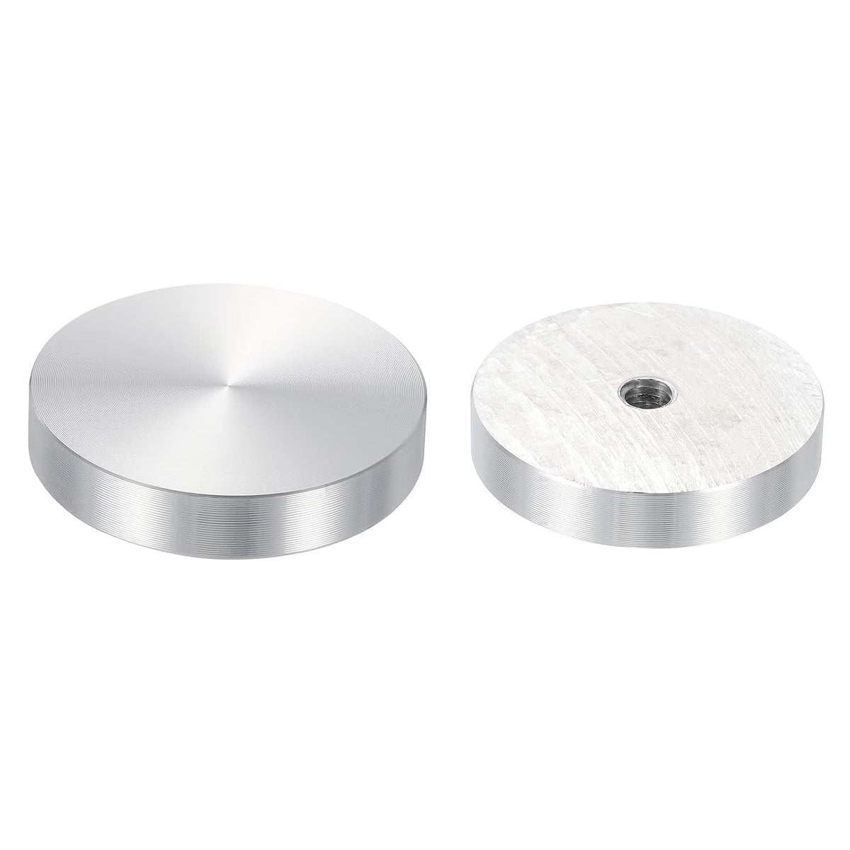 40mm 50mm Dia 10mm Thickness M8 Thread Aluminum Disc Hardware for Glass Table,8in 1 Set
