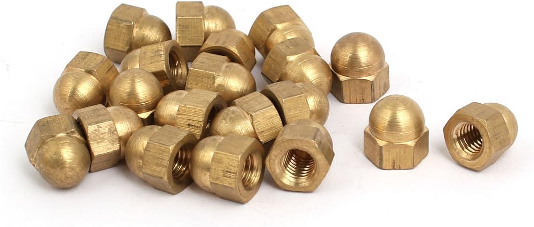 20pcs M5 Female Thread Nut DIN1587 Dome Cap Head Hex Brass Tone