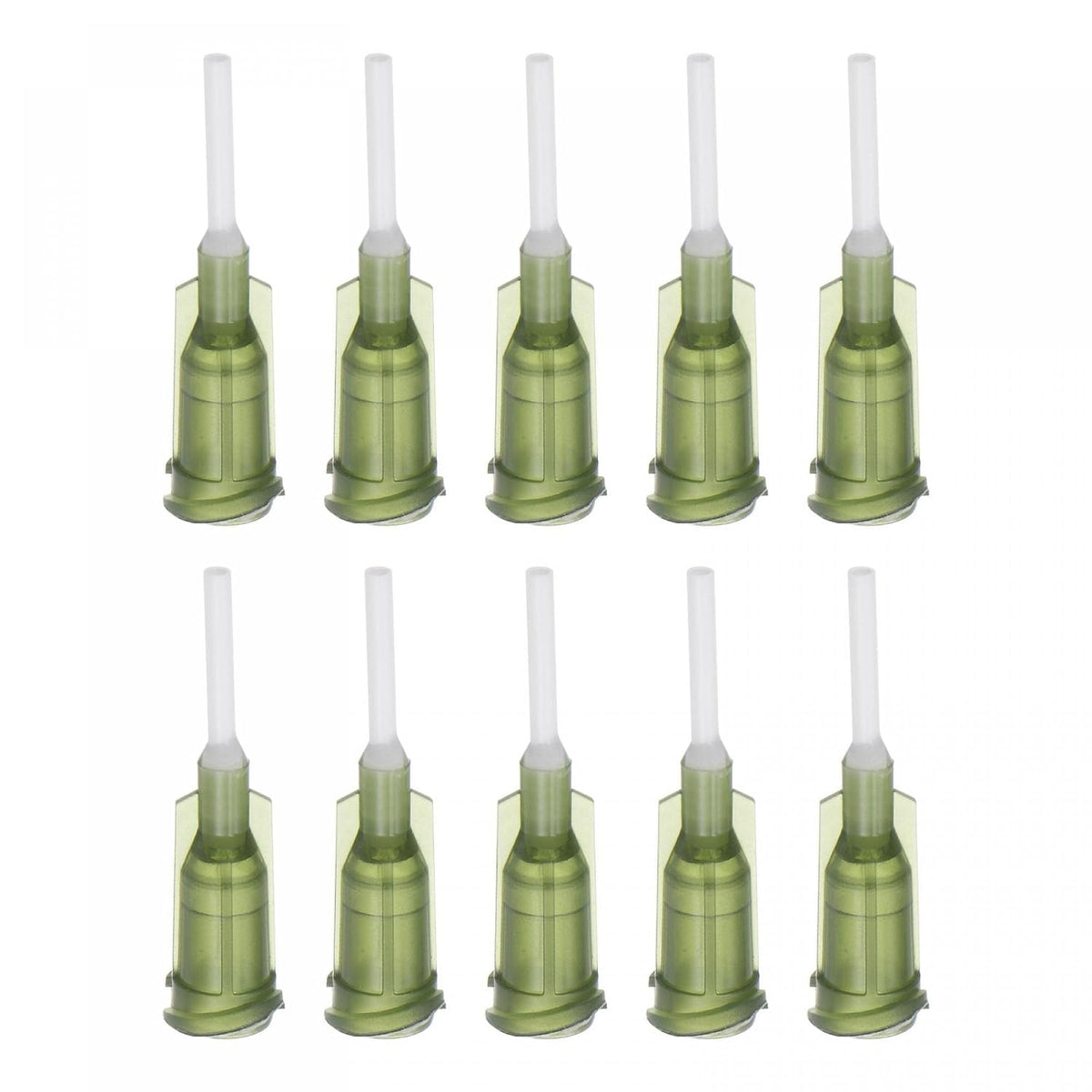 10 Pcs 14G Plastic Dispensing Needles, 1/2" PP Glue Needle Tube Blunt Luer Lock Tips with PP Flexible Needle for Liquid Glue Gun, Olive