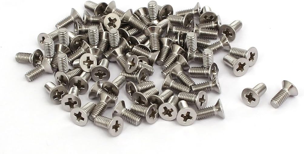 M2.5x6mm 316 Stainless Steel Phillips Socket Flat Head Machine Screws 80pcs