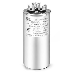 링크메이저 55+5 uF 55/5 MFD ±5% 370V/440VAC CBB65 더블 런 스타트 라운드 울리스트드 AC 캐پ시터 팬 모터 스타트나 히트 펌프나 콘덴서 스트레이트 쿨. (55+5)