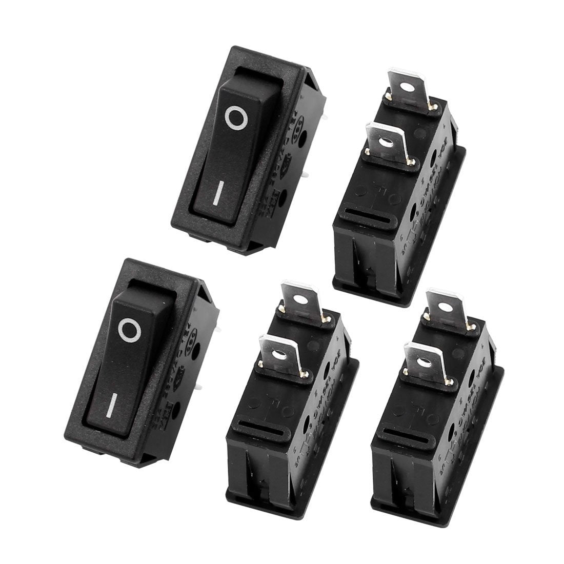 5 Pcs SPST On Off Black Snap in Boat Rocker Switch AC 250V/16A 125V/16A