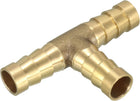 3/8" 10mm Brass Barb Hose Fitting Tee T 3 Way Barbed Connector for Joiner Air Water Fuel Gas Pipe