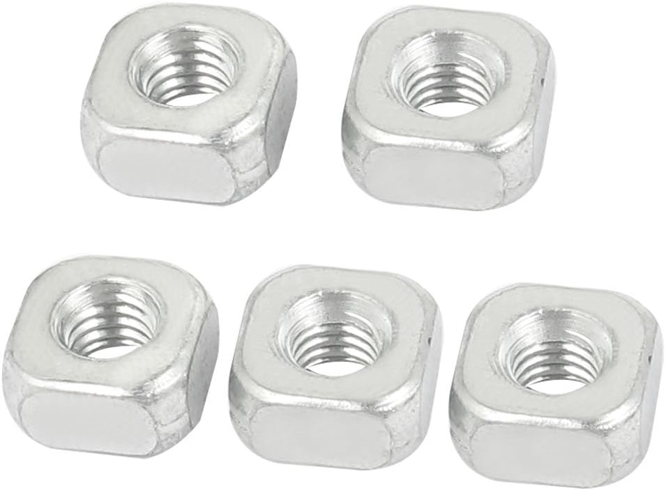 Square Nuts,M6x12mmx5mm Metal Square Nuts Silver Tone 5pcs