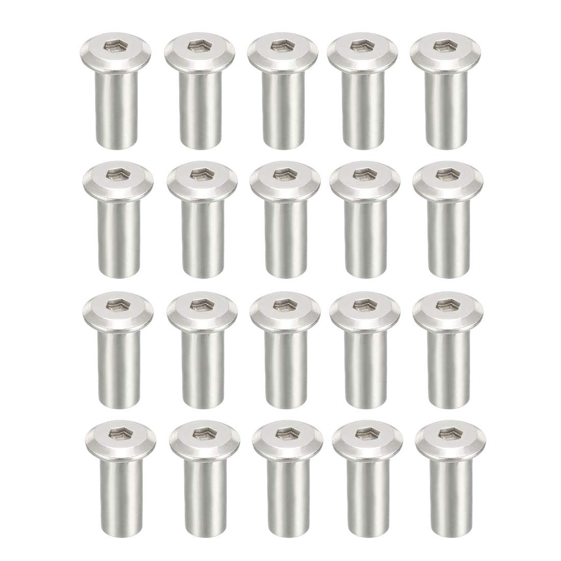 M6x17mm Hex Socket Head Insert Nut Screw Post Sleeve Nut for Furniture 20pcs