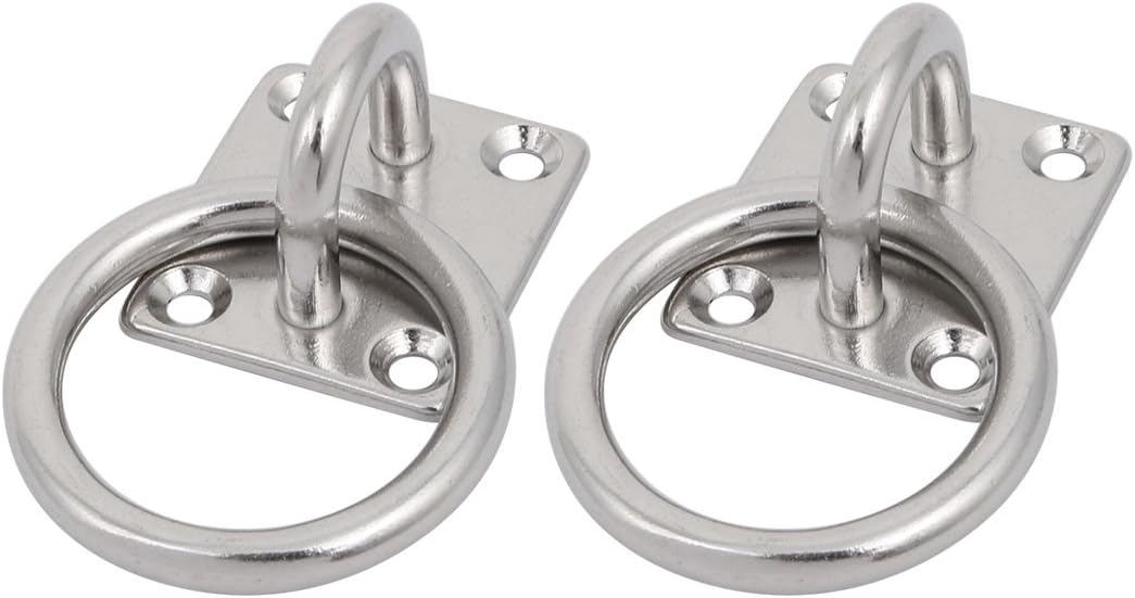 304 Stainless Steel 6mm Thickness Ring Square Shape Fixed Pad Eye Plate 2pcs