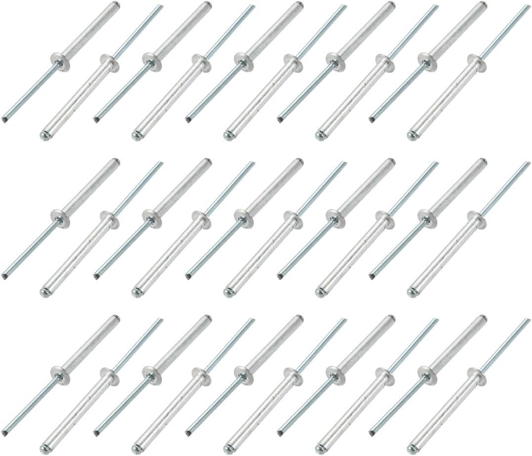 30 Pcs 4mm x 35mm Aluminum/Steel Open End Blind Rivets