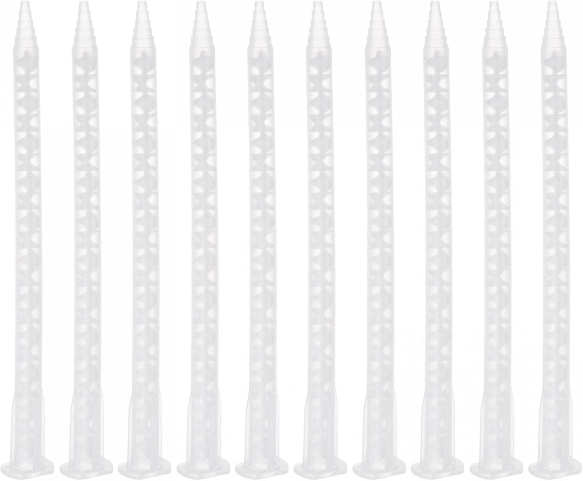 10 Pcs Epoxy Tubes Static Mixer, 6.02-inch Plastic Resin Mixing Nozzle Flat Buckle for AB Glue Adhesive Gun Applicator 50ml Cartridges, White
