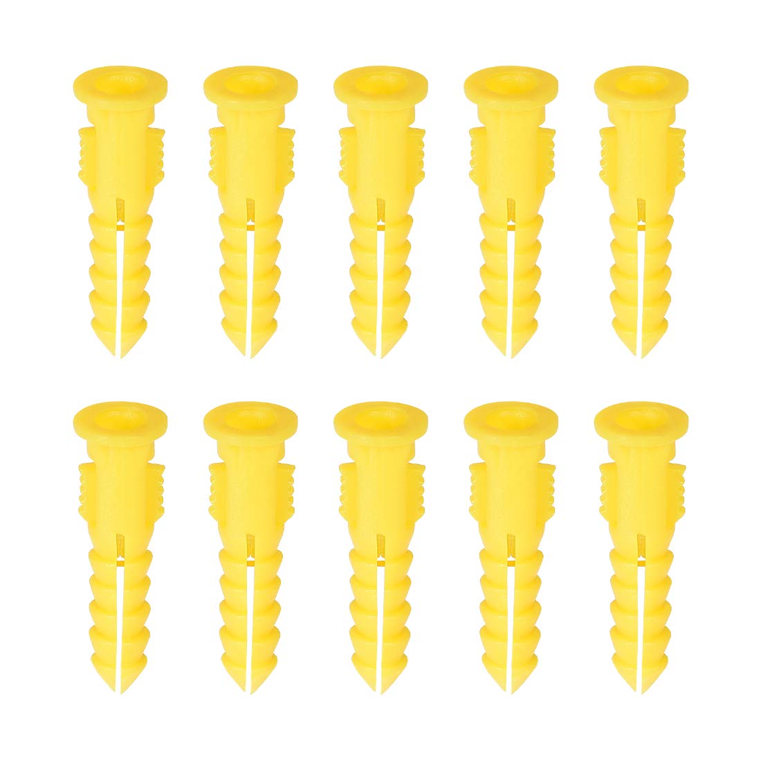6mmx30mm Plastic Expansion Tube Bolts Column Frame Fixings Yellow 75pcs