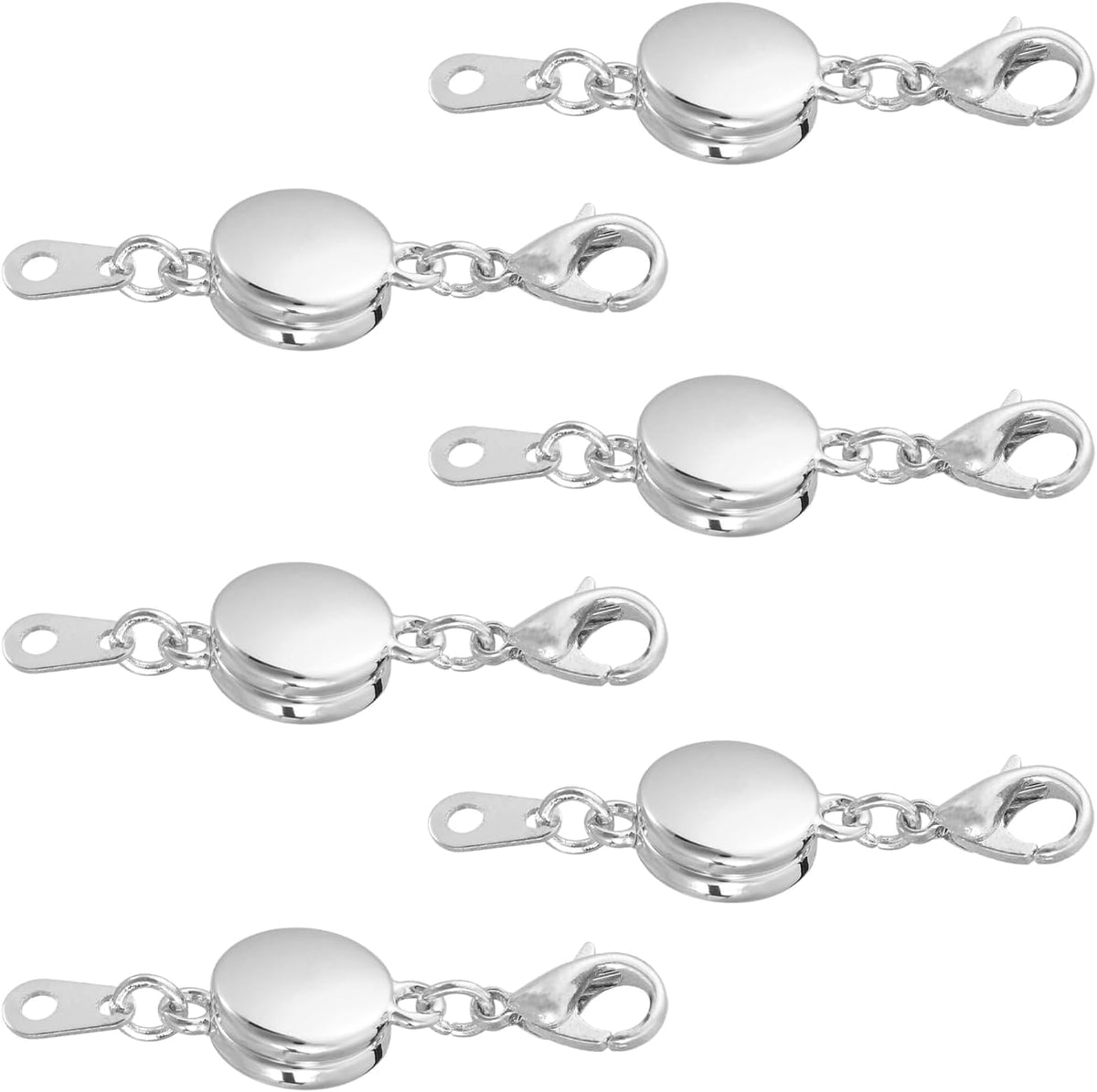 6Pcs Jewelry Clasps, Oblate Clasps Locking Closures with Lobster Clasps for Bracelet Necklace DIY Making Wedding Jewelry Accessories (Silver)