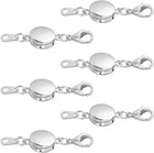 6Pcs Jewelry Clasps, Oblate Clasps Locking Closures with Lobster Clasps for Bracelet Necklace DIY Making Wedding Jewelry Accessories (Silver)