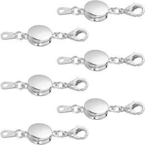 6Pcs Jewelry Clasps, Oblate Clasps Locking Closures with Lobster Clasps for Bracelet Necklace DIY Making Wedding Jewelry Accessories (Silver)
