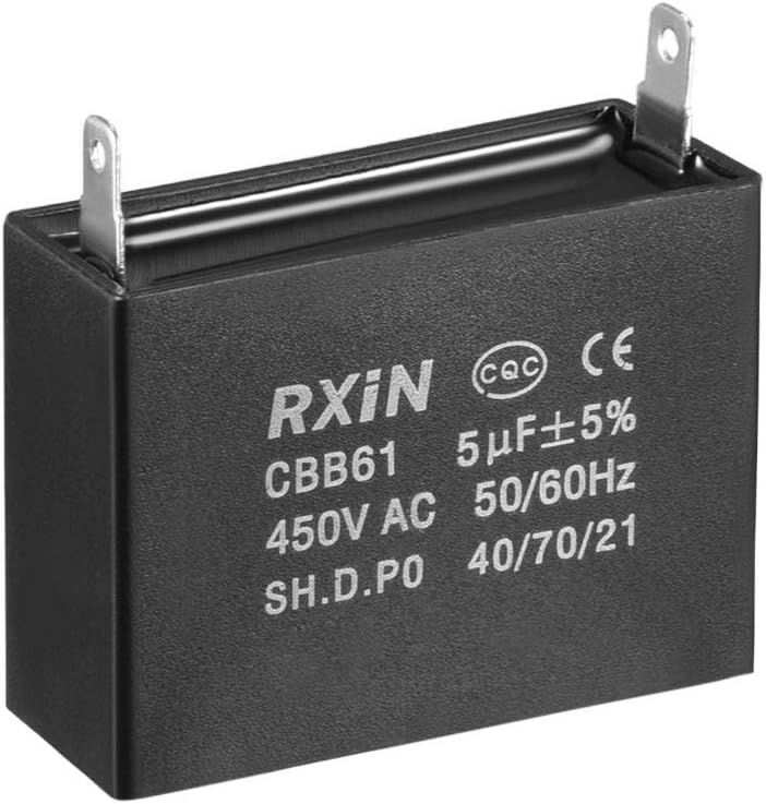 Ceiling Fan Capacitor CBB61 5uF 450V AC Single Insert Metalized Polypropylene Film Capacitors 47x17.5x34.5mm for Water Pump Motor Generator